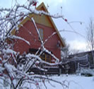 Ferienhaus Zum Schfer - Winteransicht auf die Terrasse